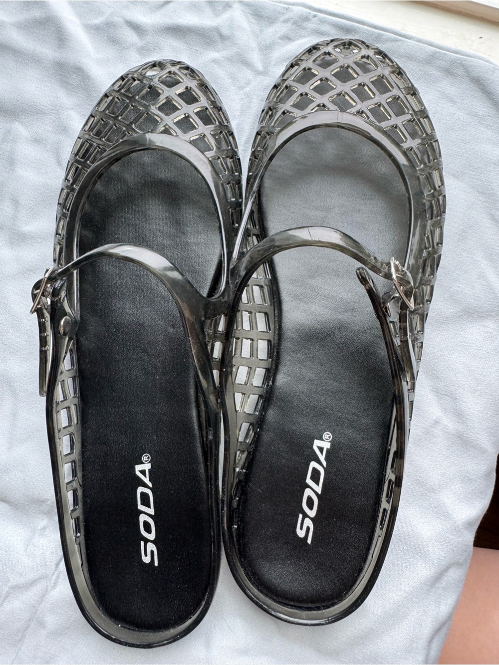 SODA Black Jelly Mary Jane Slide Sandals Flats (Size 8) - Picture 7 of 9